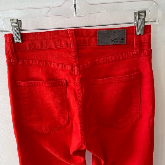 Skinny Bright Red Carmar Jeans Size 25 High Rise - Picture 7 of 9